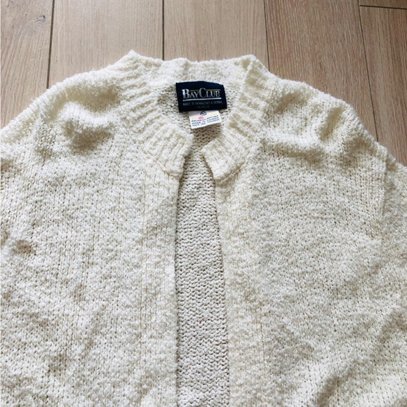 Vintage Bay Club Cream Boucle Oversized Cardigan Size M - Picture 6 of 10
